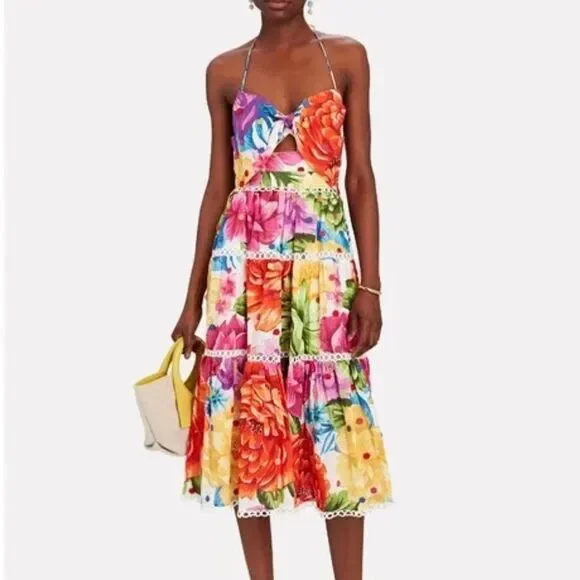 FARM Rio Rainbow Chita Flower Midi Dress